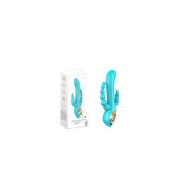 Vibromasseur rabbit  bleu  avec chapelet vibrant 